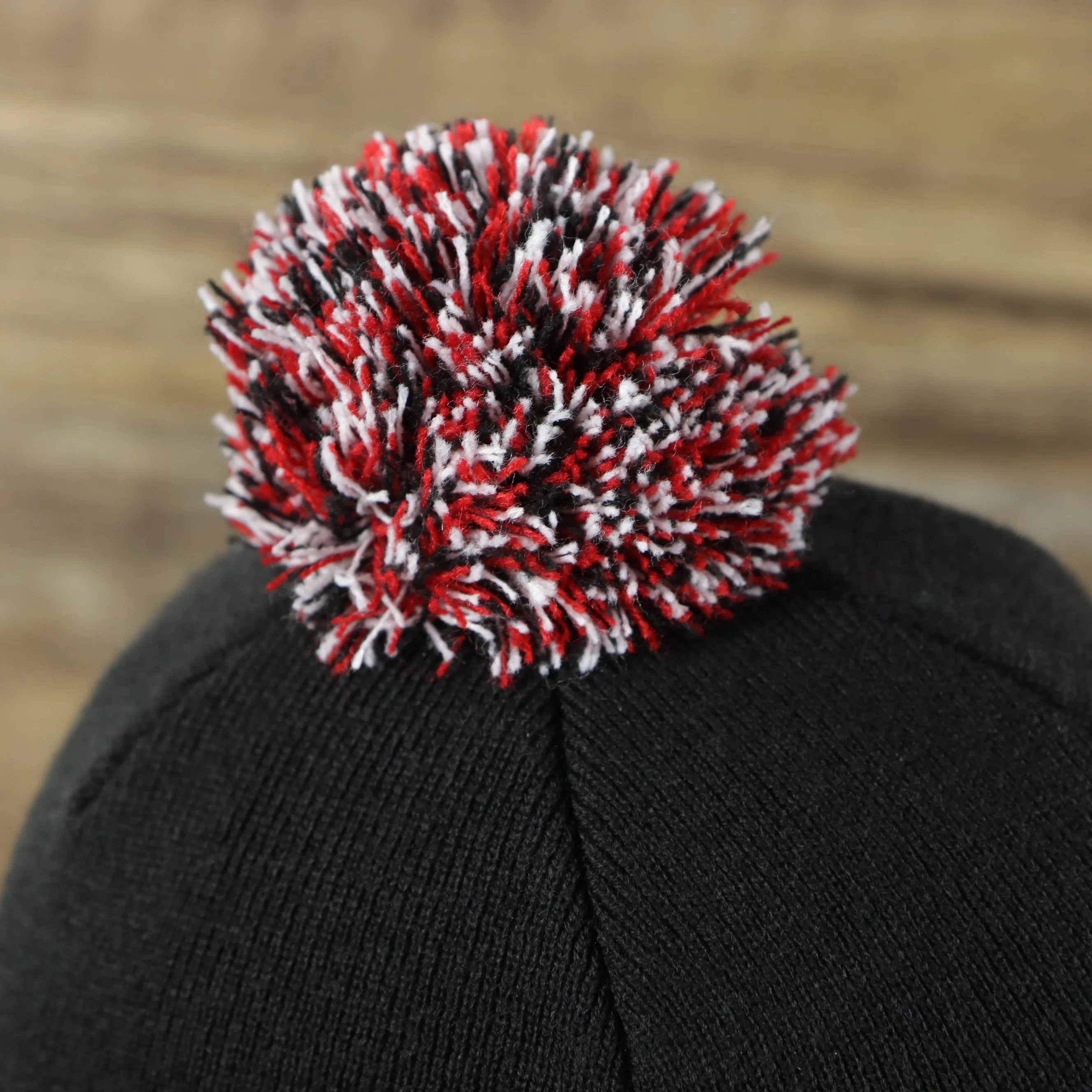 Miami Heat Black and Red Winter Beanie with Cuffed Chaos Pom Pom