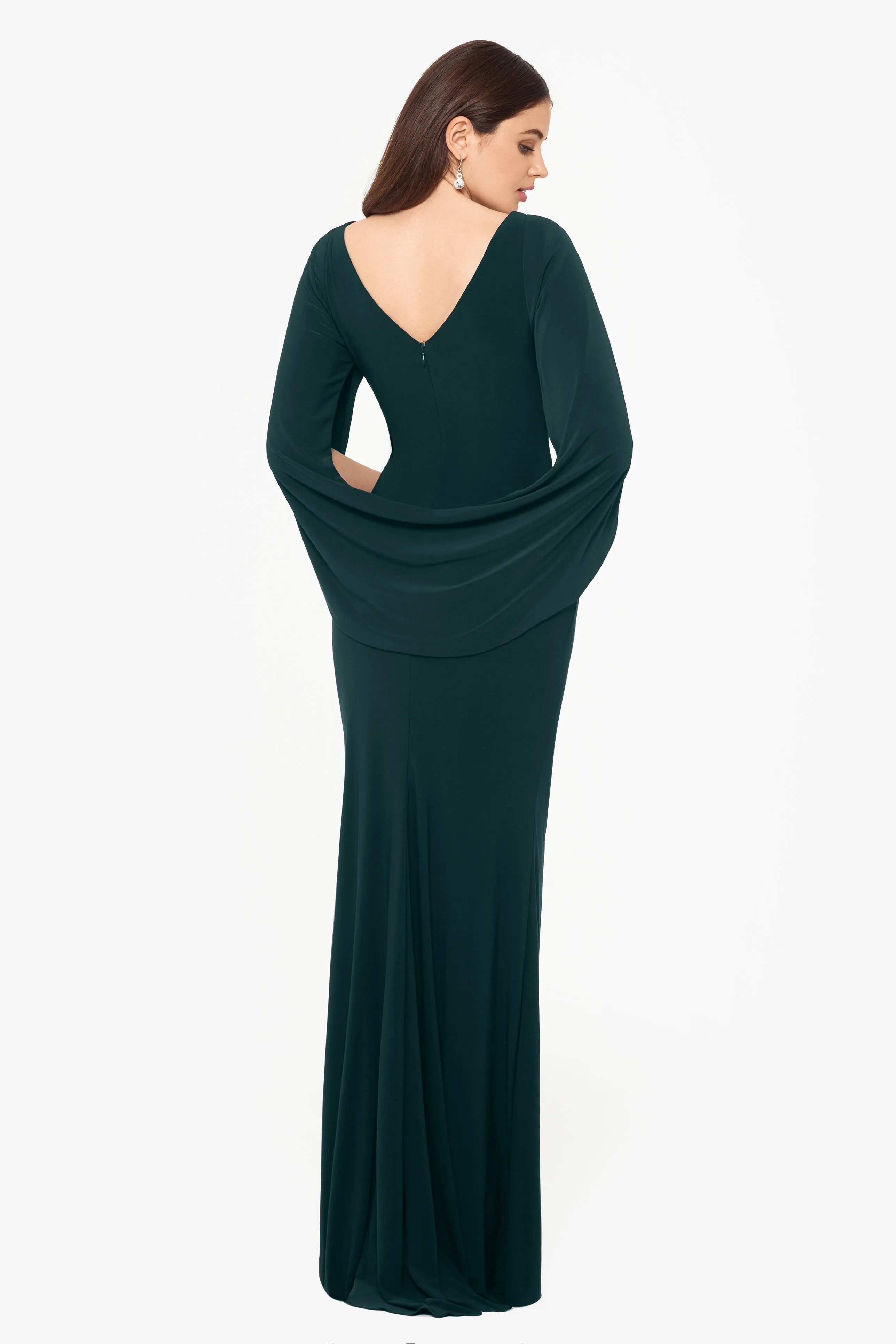 Miriam Long Jersey Draped Back Gown