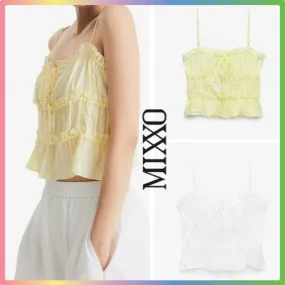 MIXXO Lace-up Tanks & Camisoles Plain Street Style Tanks.