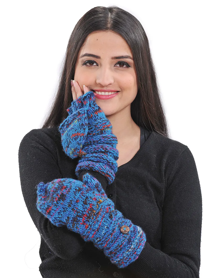 Multicolored Yarn Knit Flip-Flop Convertible Mittens