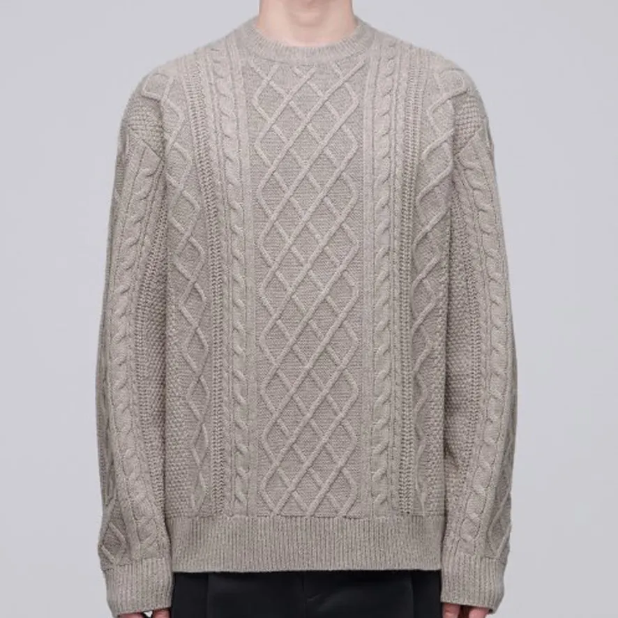 MUSINSA STANDARD | Cable Knit Wool Cashmere Nylon Crew Neck Street Style Shirt