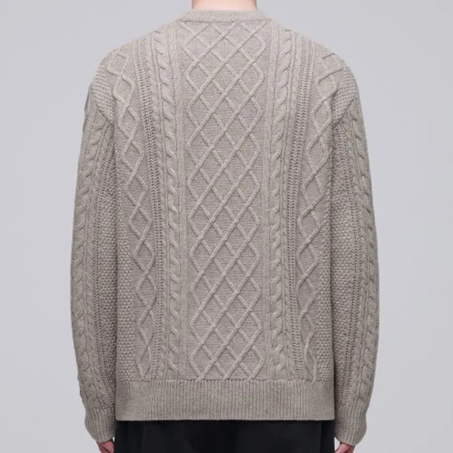 MUSINSA STANDARD | Cable Knit Wool Cashmere Nylon Crew Neck Street Style Shirt