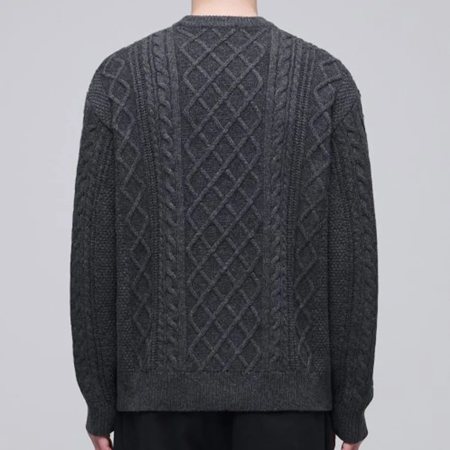 MUSINSA STANDARD | Cable Knit Wool Cashmere Nylon Crew Neck Street Style Shirt