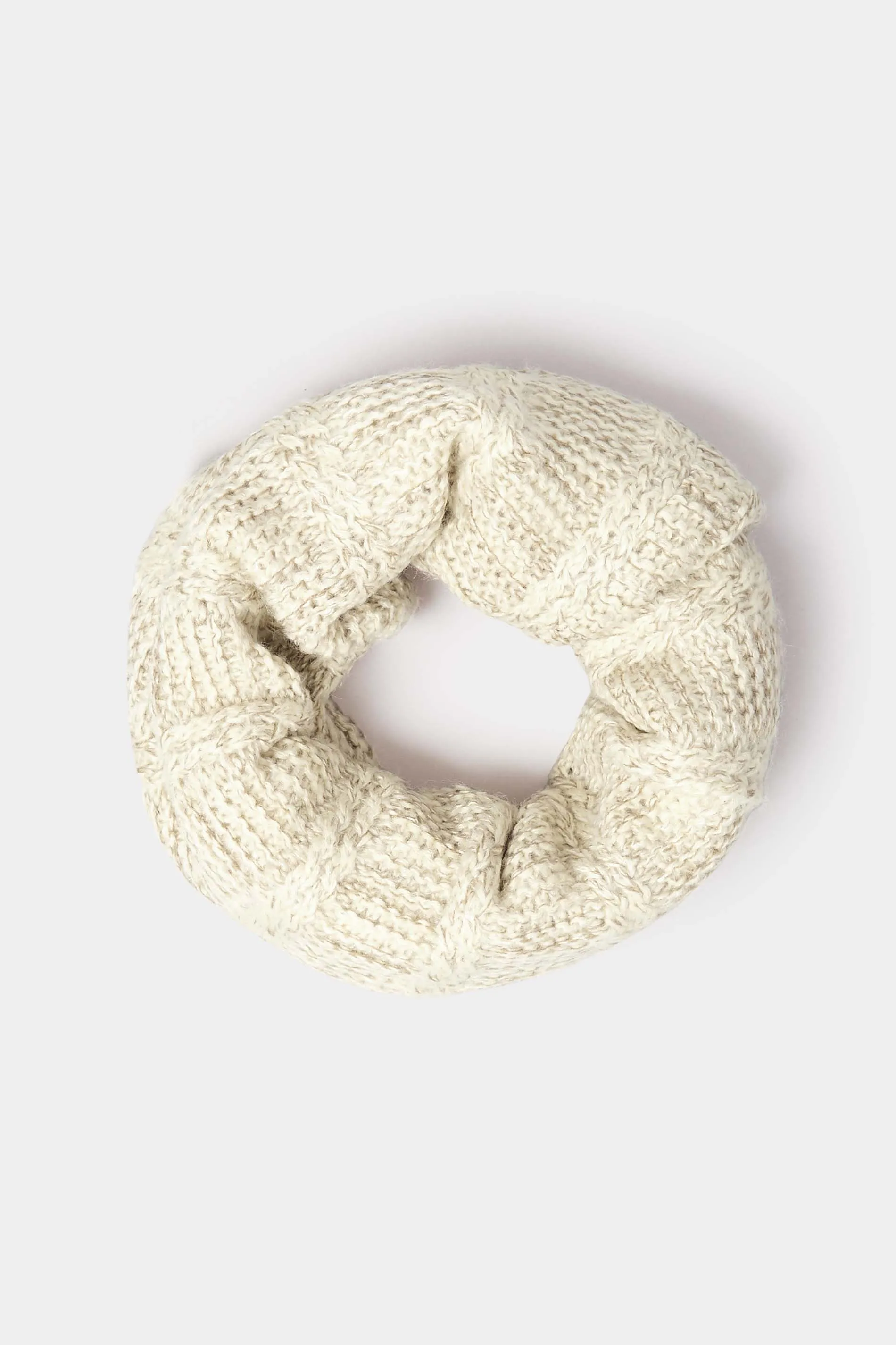 Natural Cream Cable Knit Fur Lined Snood - Best Price, Shop Now!