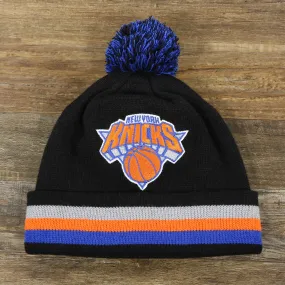 New York Knicks Blackout Winter Beanie with Multi Colored Pom Pom