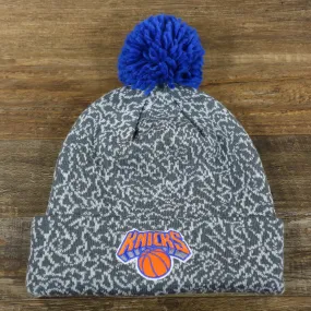 New York Knicks Jordan 3 Concrete Print Winter Beanie With Pom Pom | Gray Winter Beanie