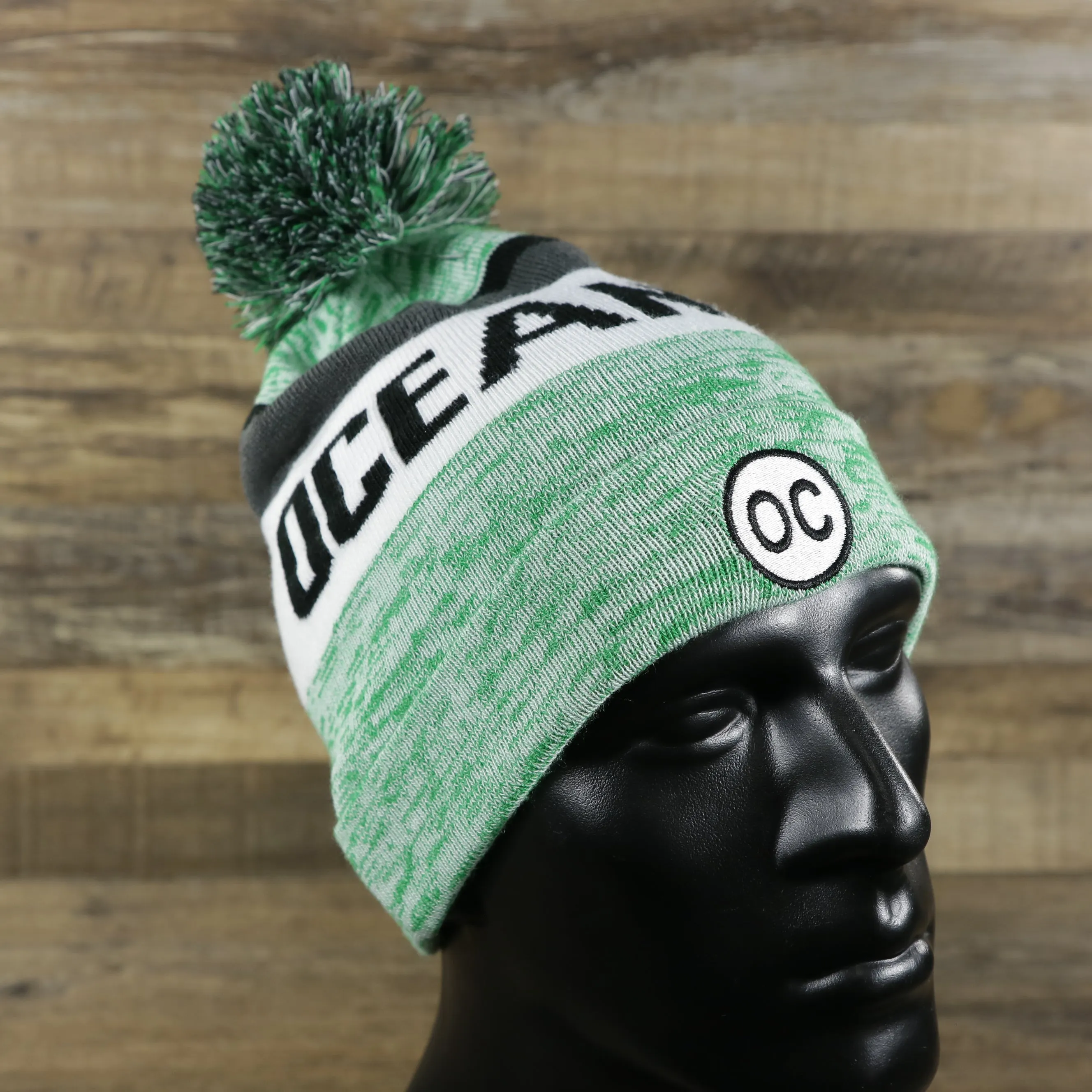 Ocean City Green and White Winter Beanie