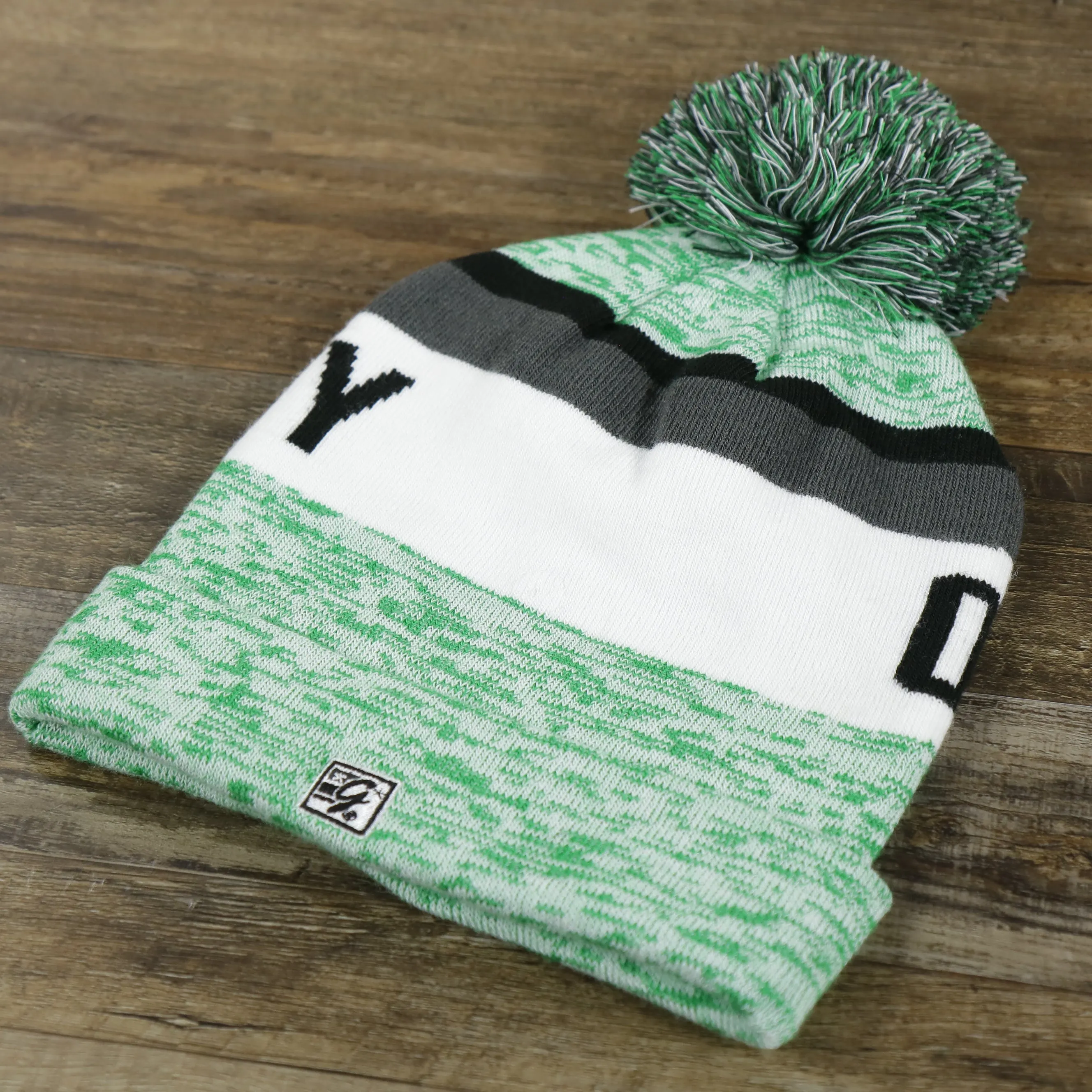 Ocean City Green and White Winter Beanie