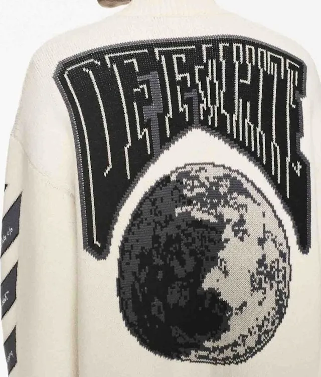 Off-White Cable Knit Button-down Unisex Wool Blended Fabrics