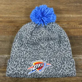 Oklahoma City Thunder Concrete Print Pom Pom Gray Winter Beanie