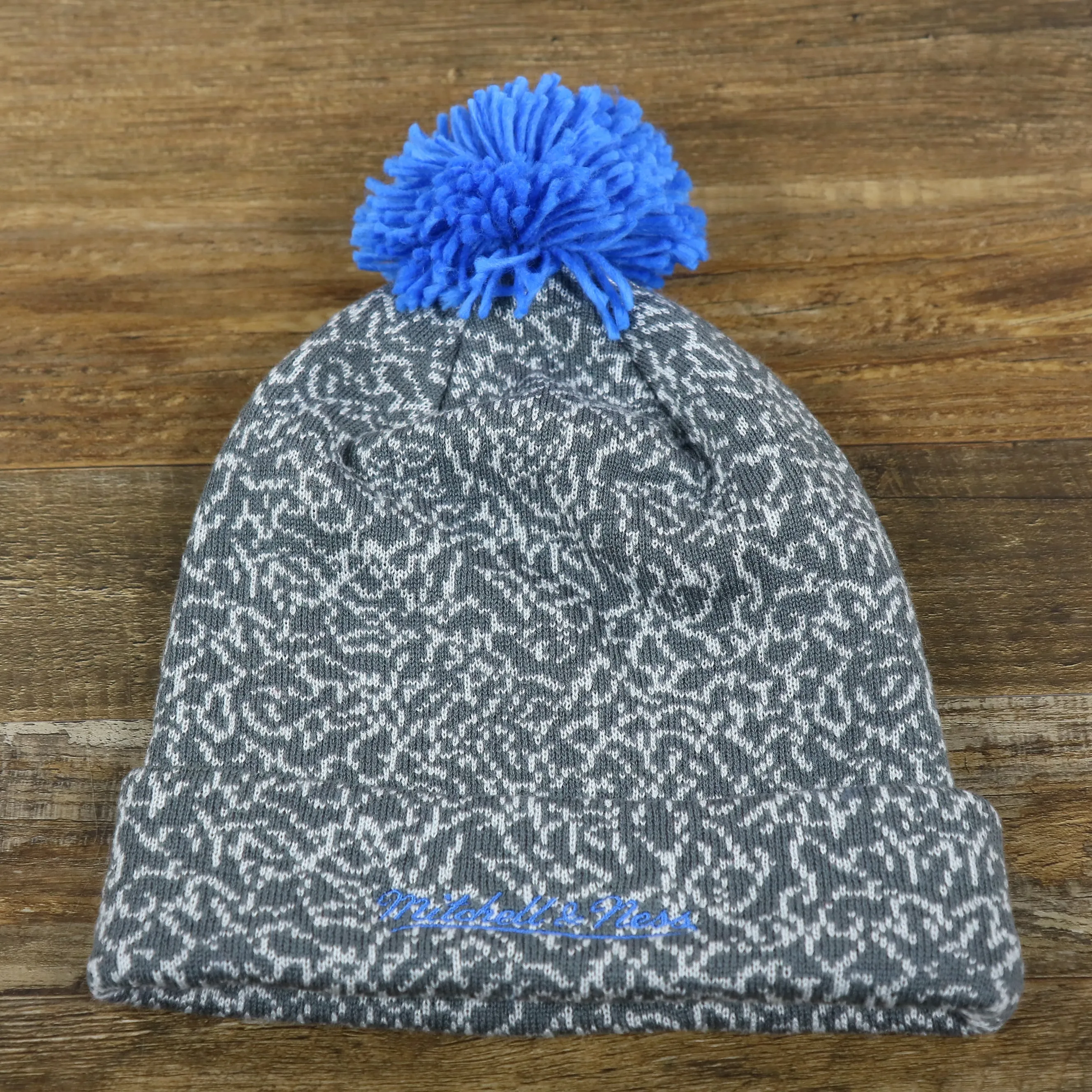 Oklahoma City Thunder Concrete Print Pom Pom Gray Winter Beanie