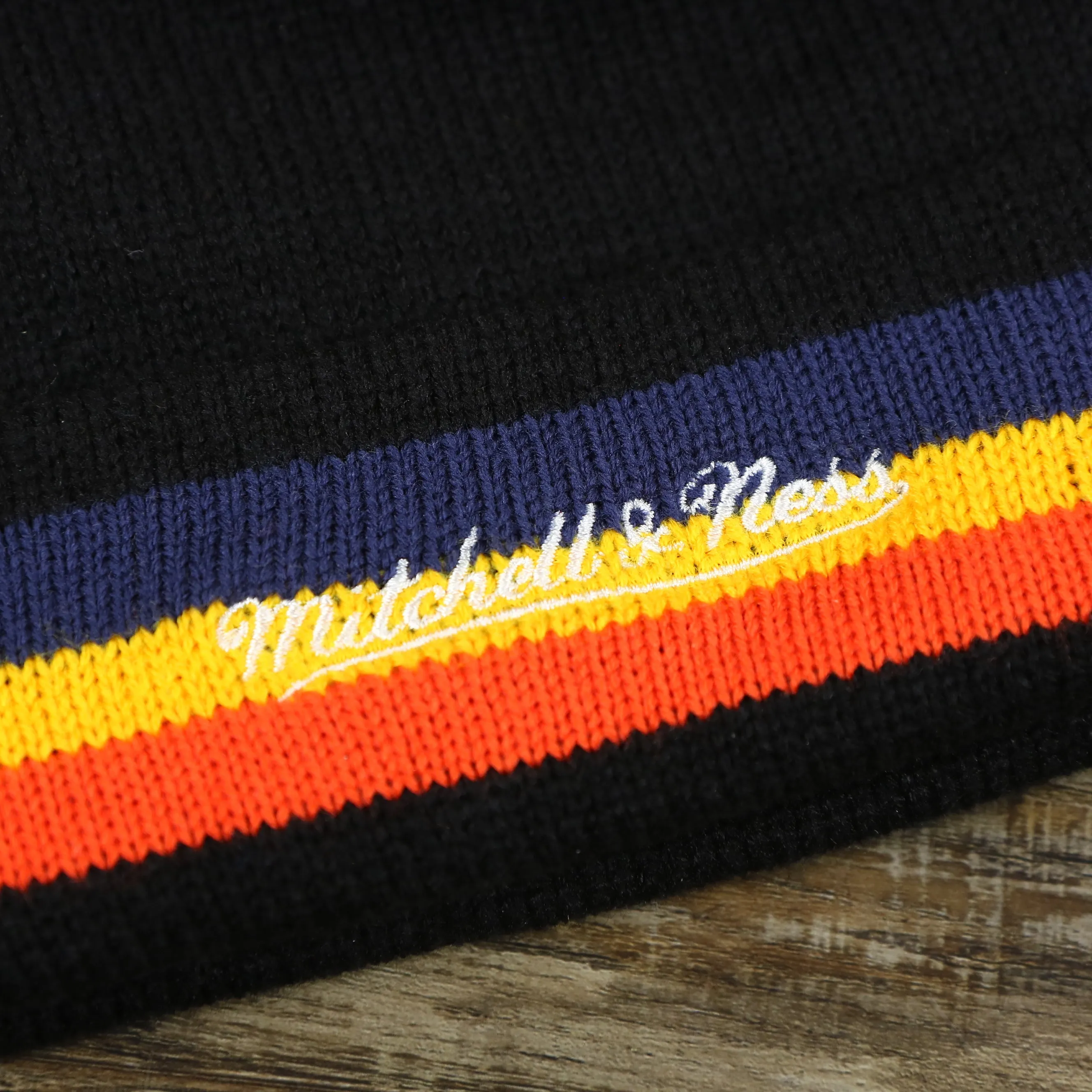 Oklahoma City Thunder Winter Beanie - Blackout Knit with Multi Colored Pom Pom | Black Beanie