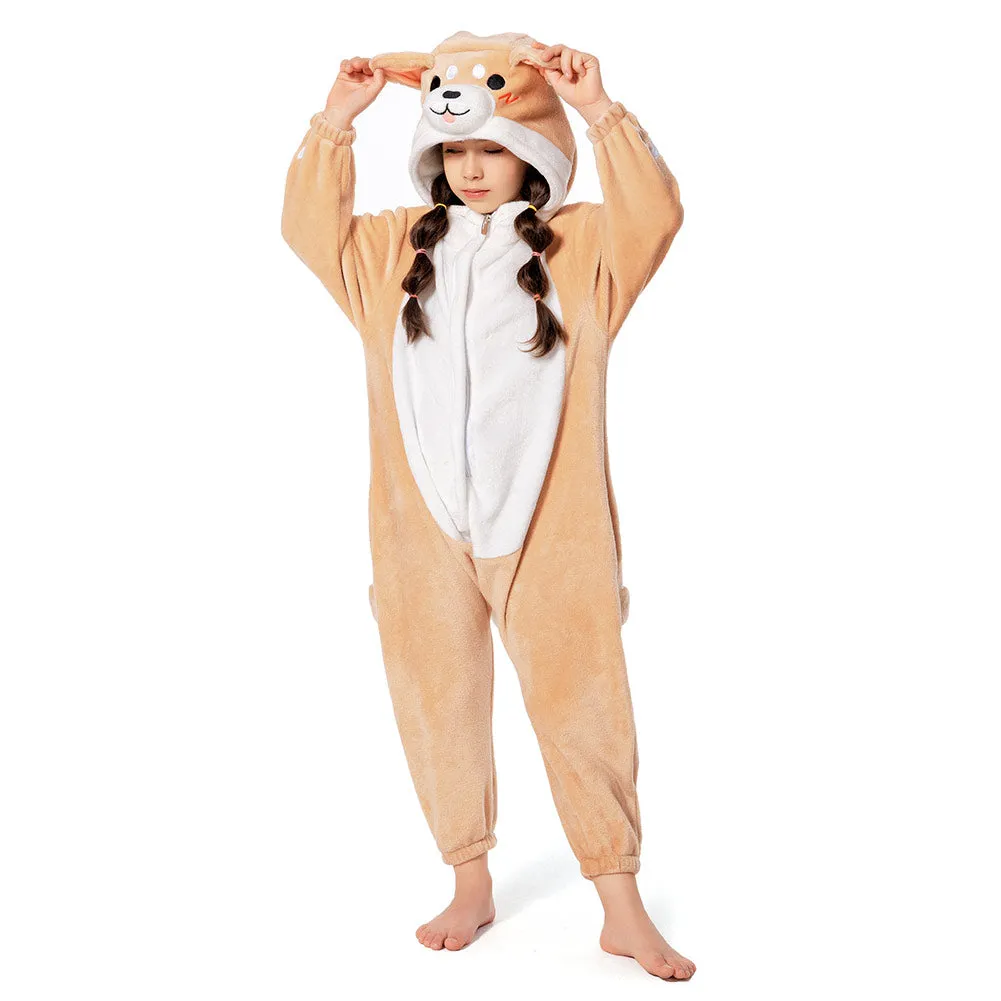 OLAOLA Shiba Dog Dress Up Pajamas - Children's Animal Kids Costume for Winter, Warm and Cute, Cold Protection, Room Wear