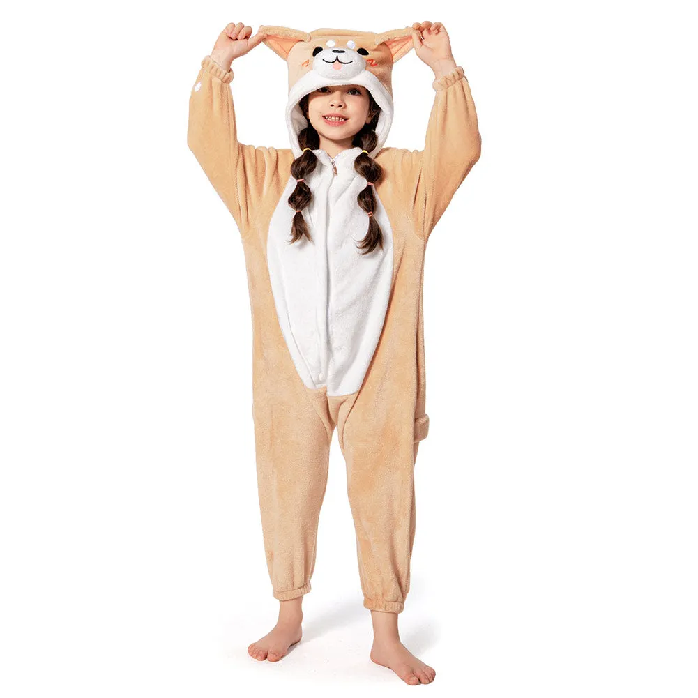 OLAOLA Shiba Dog Dress Up Pajamas - Children's Animal Kids Costume for Winter, Warm and Cute, Cold Protection, Room Wear