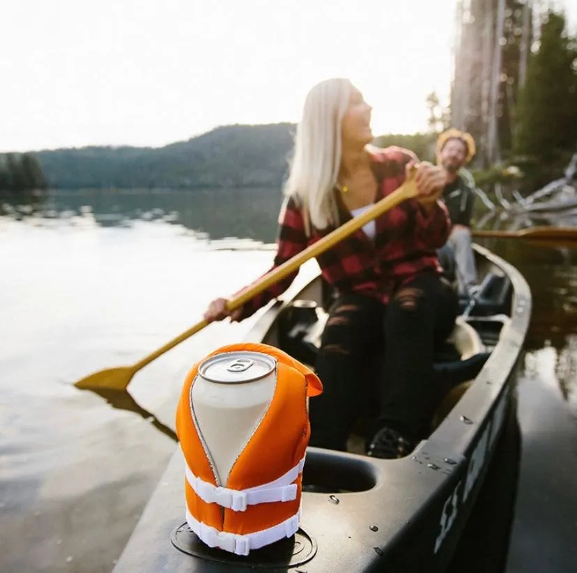 Orange vintage life vest.