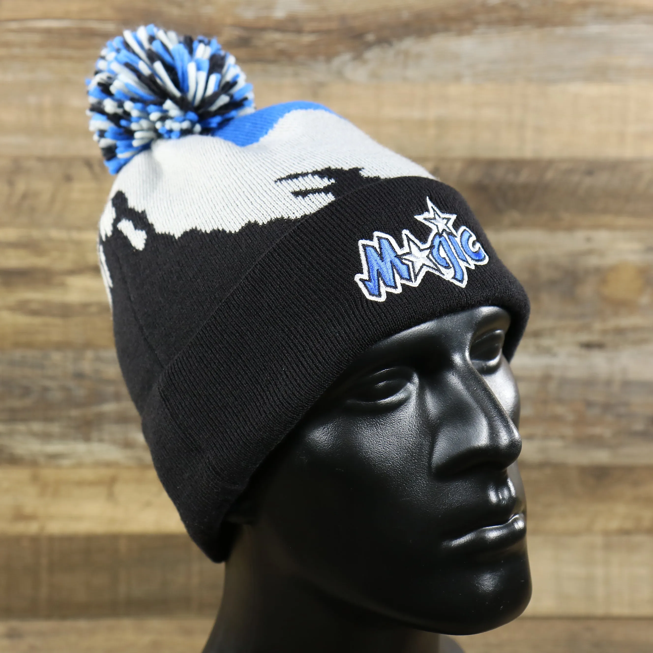 Orlando Magic winter beanie with pom pom - black, gray, and blue