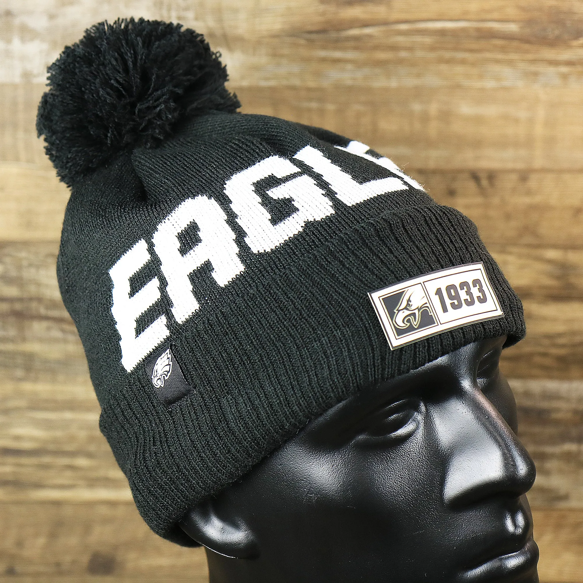 Philadelphia Eagles On Field Winter Pom Pom Beanie | Black and White Beanie