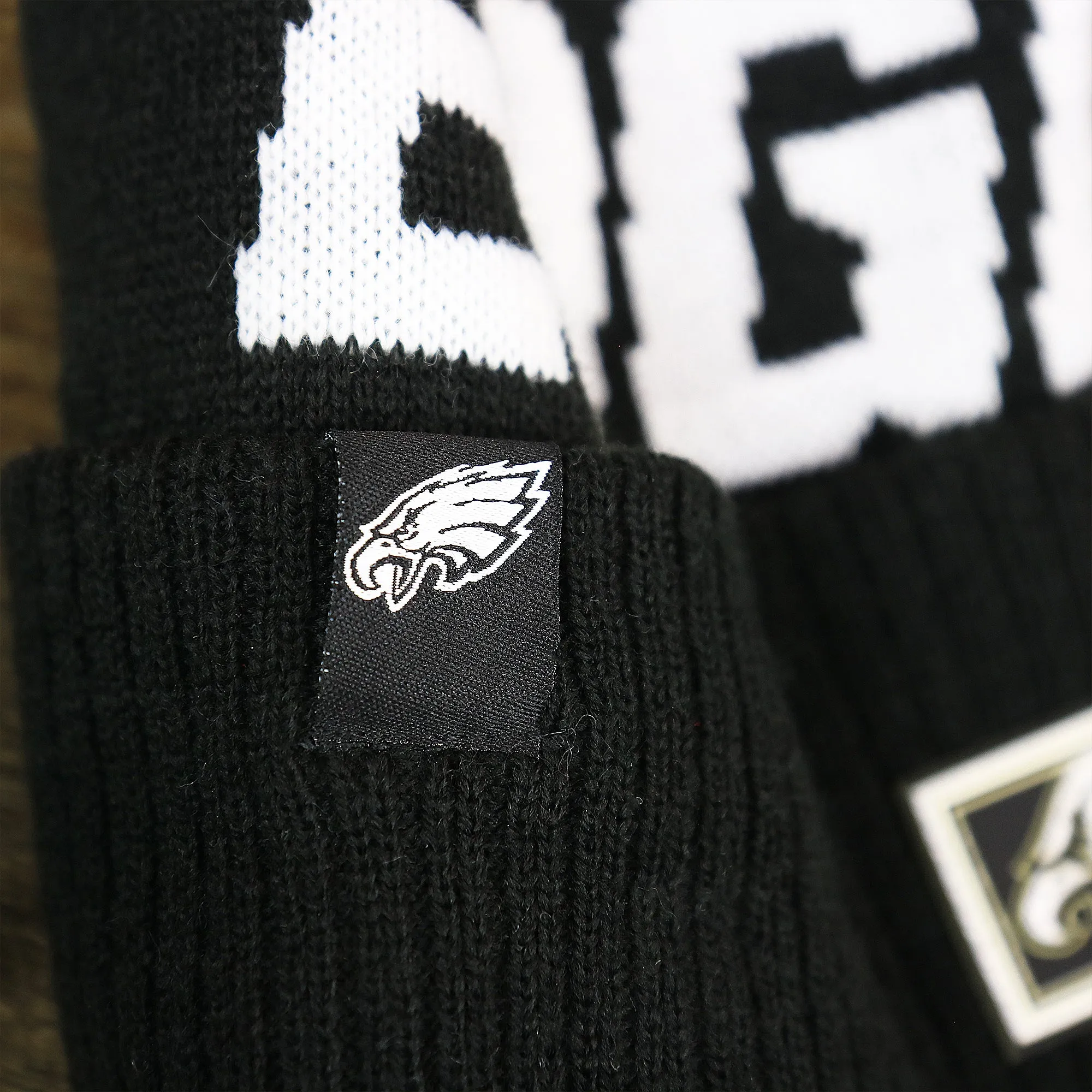 Philadelphia Eagles On Field Winter Pom Pom Beanie | Black and White Beanie