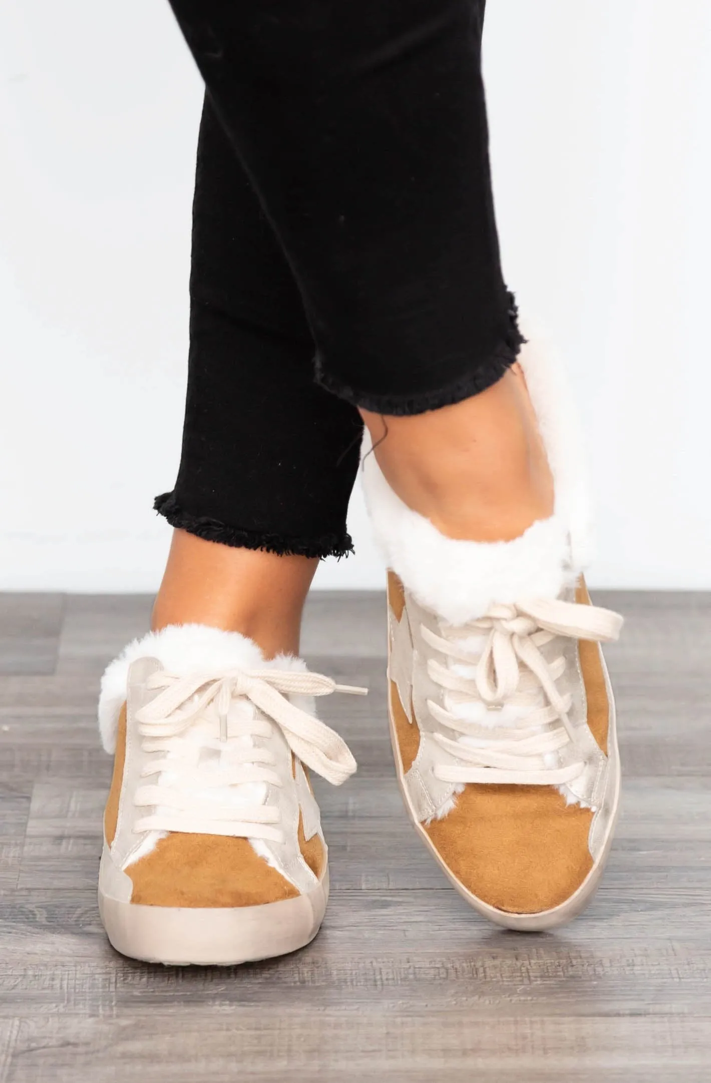 Pinah Tan Fur Lined Slip On Star Sneaker - Buy Online