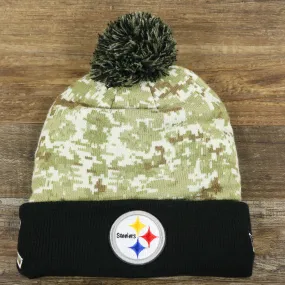 Pittsburgh Steelers NFL Salute To Service Winter Beanie - Camo and Black Beanie