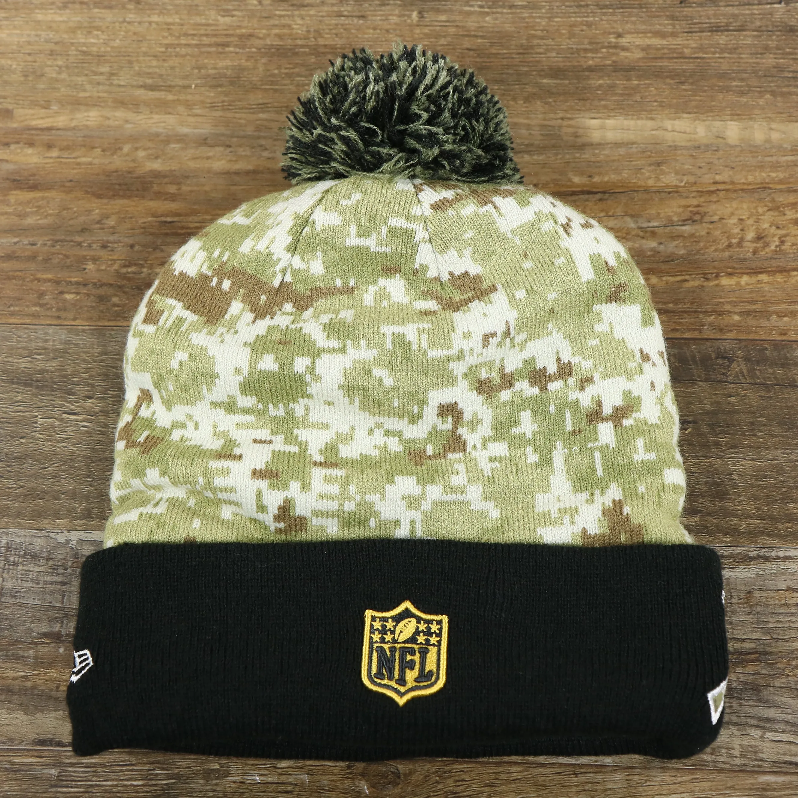 Pittsburgh Steelers NFL Salute To Service Winter Beanie - Camo and Black Beanie