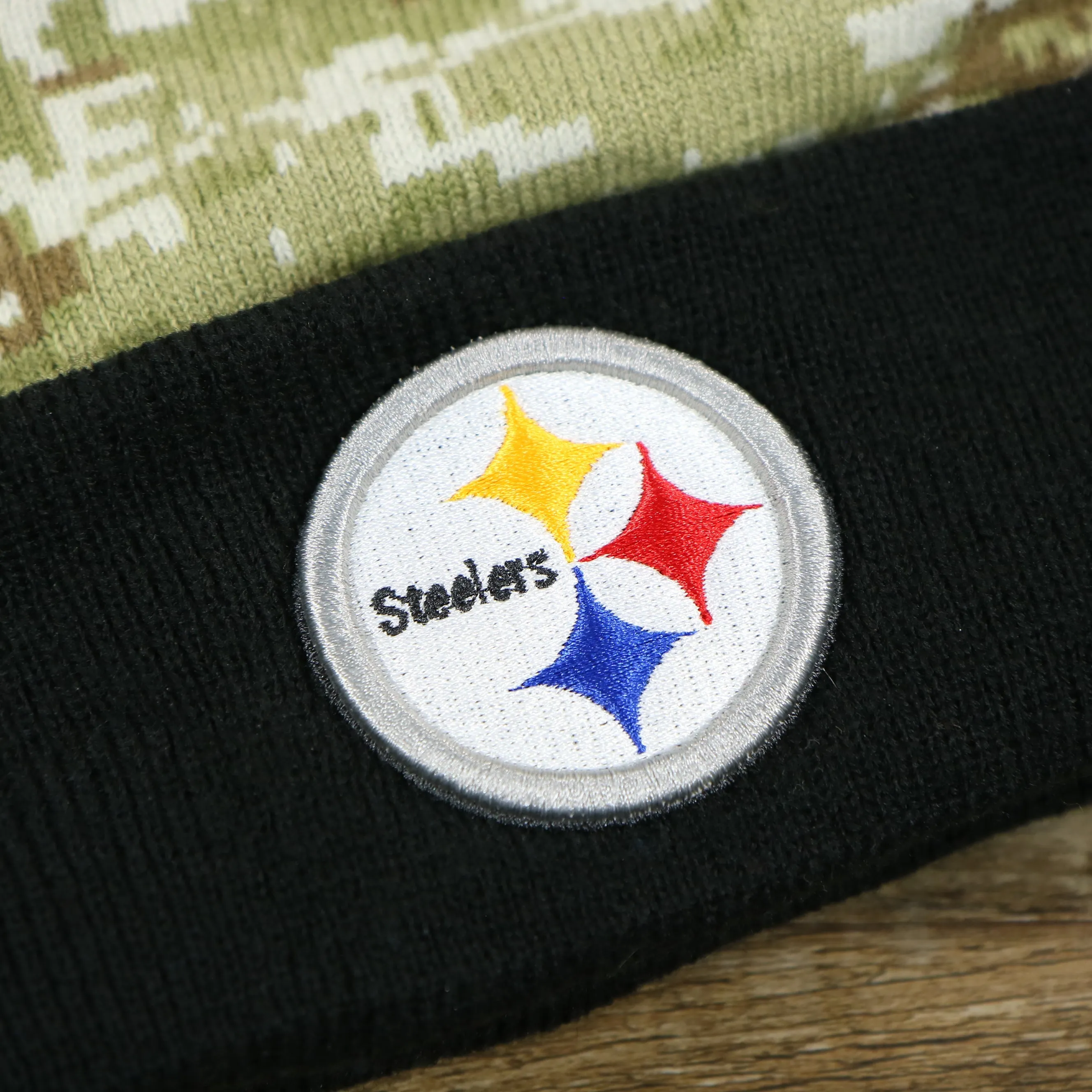 Pittsburgh Steelers NFL Salute To Service Winter Beanie - Camo and Black Beanie