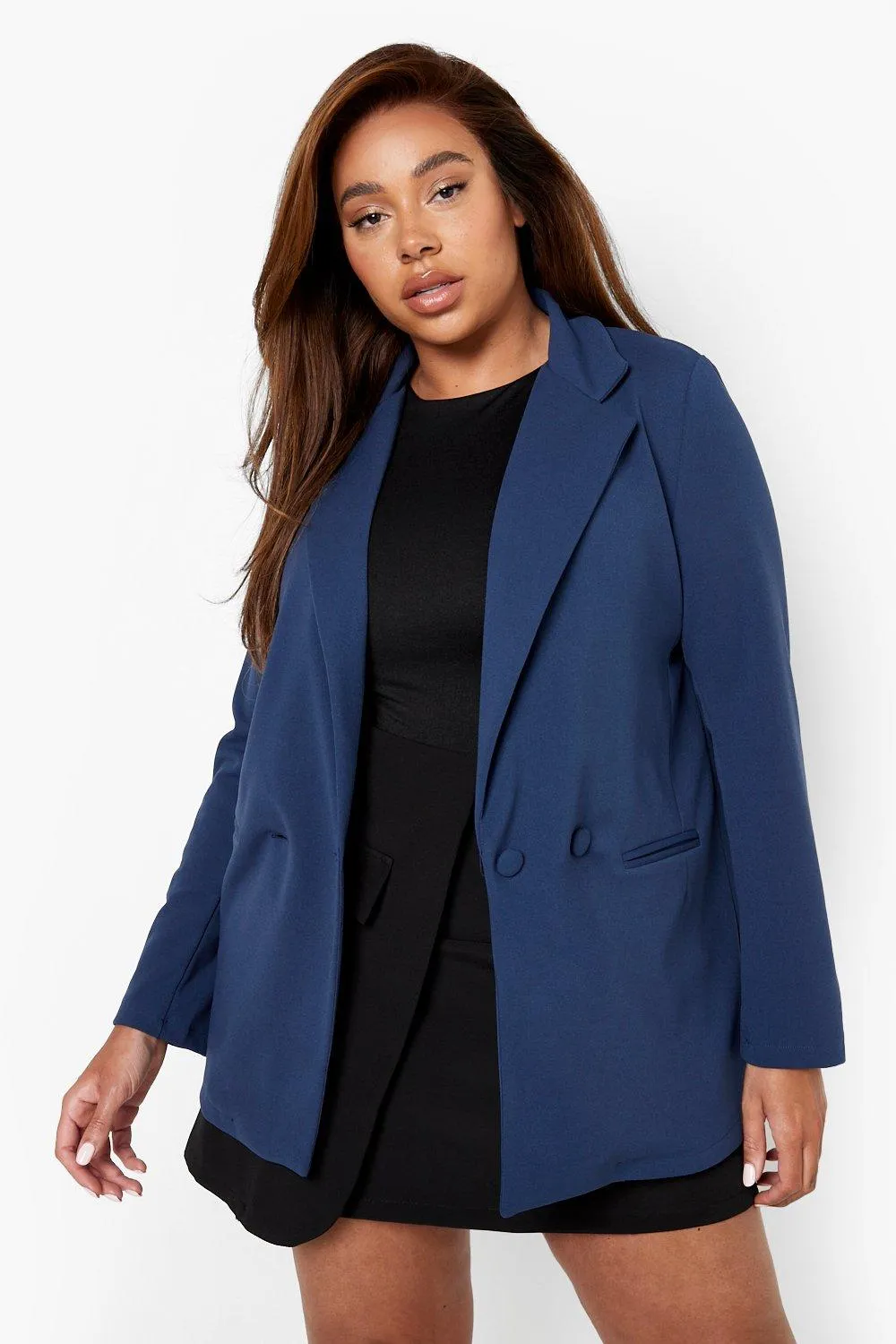 Plus Double Breasted Oversized Blazer