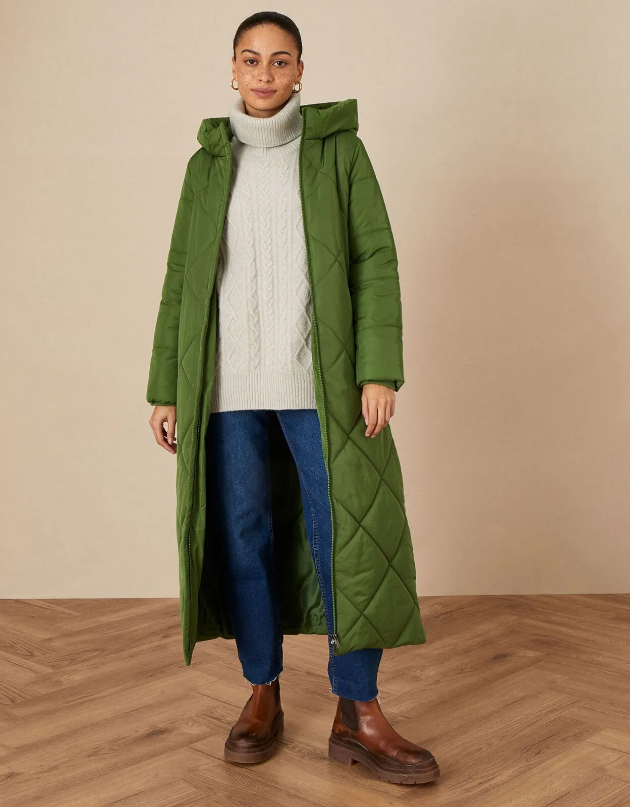 Polly Padded Coat in Recycled Polyester Green