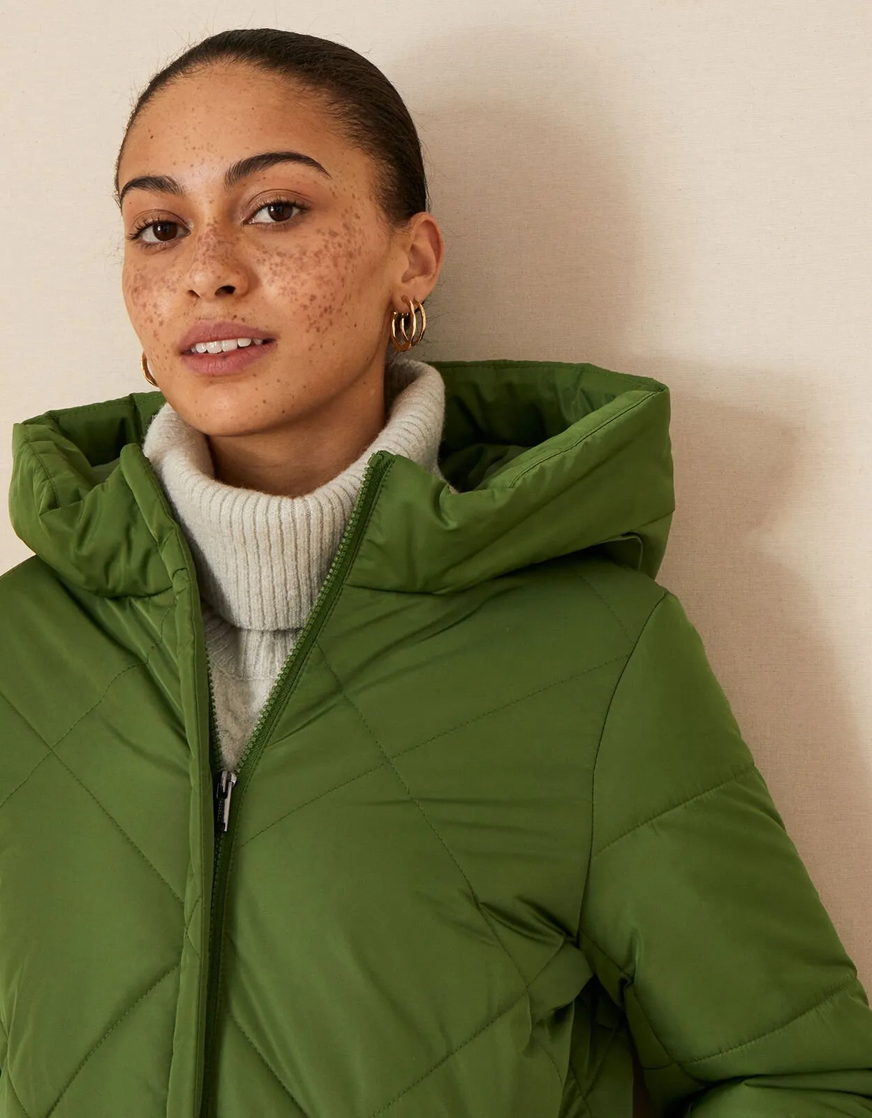 Polly Padded Coat in Recycled Polyester Green