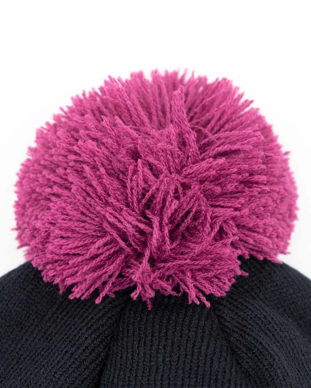 Purple Pom Pom Beanie with Flame Design