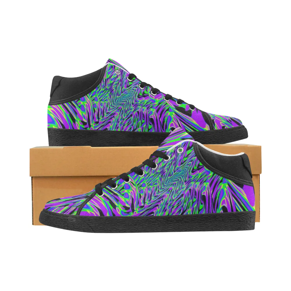 Purple Rave Fractal Canvas Shoes