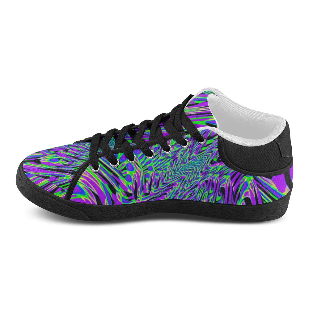 Purple Rave Fractal Canvas Shoes