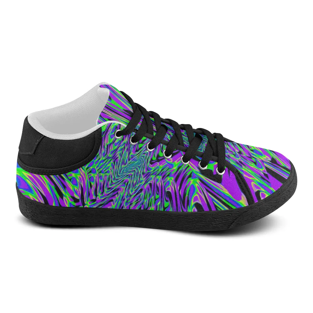 Purple Rave Fractal Canvas Shoes