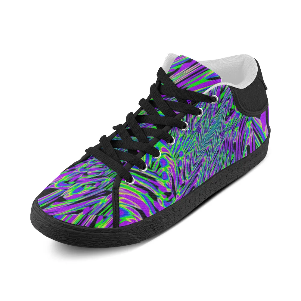 Purple Rave Fractal Canvas Shoes