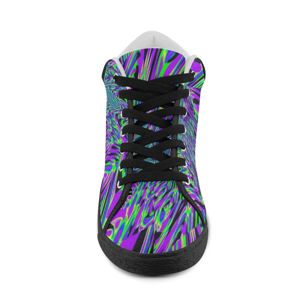 Purple Rave Fractal Canvas Shoes