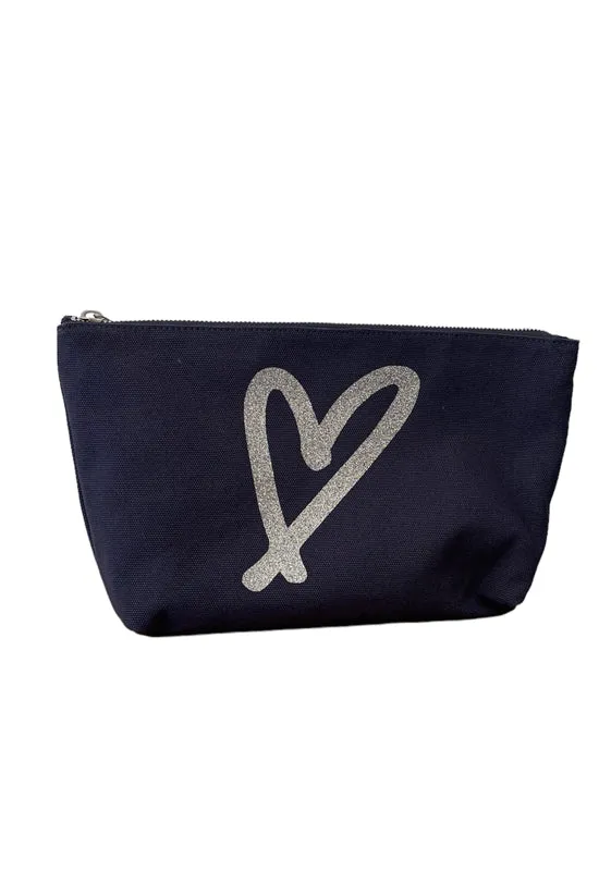 Quilted Koala Navy Clutch with Scribble Heart Design