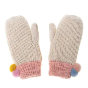 Rainbow Knit Mittens Pink