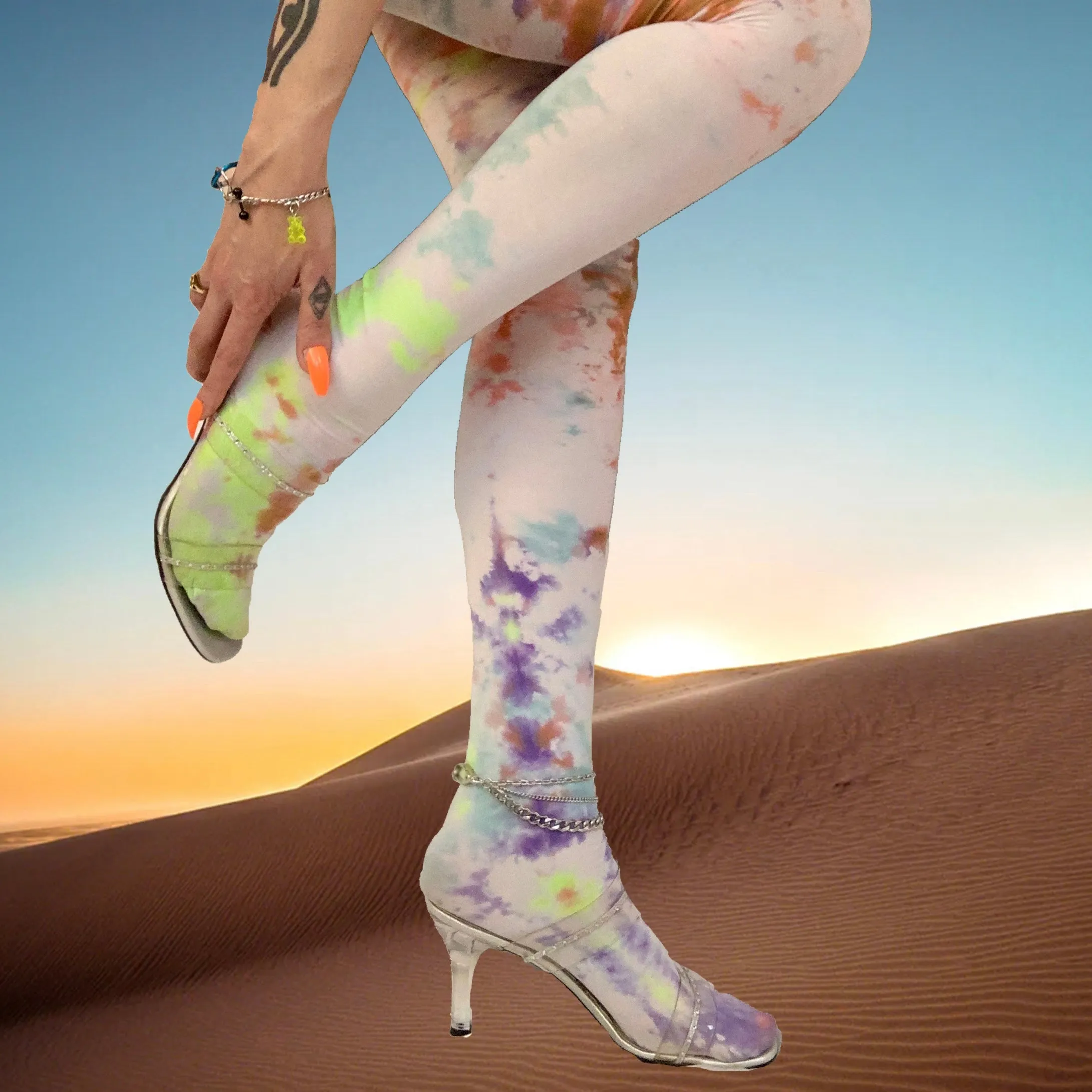 Recycled cloud print tights