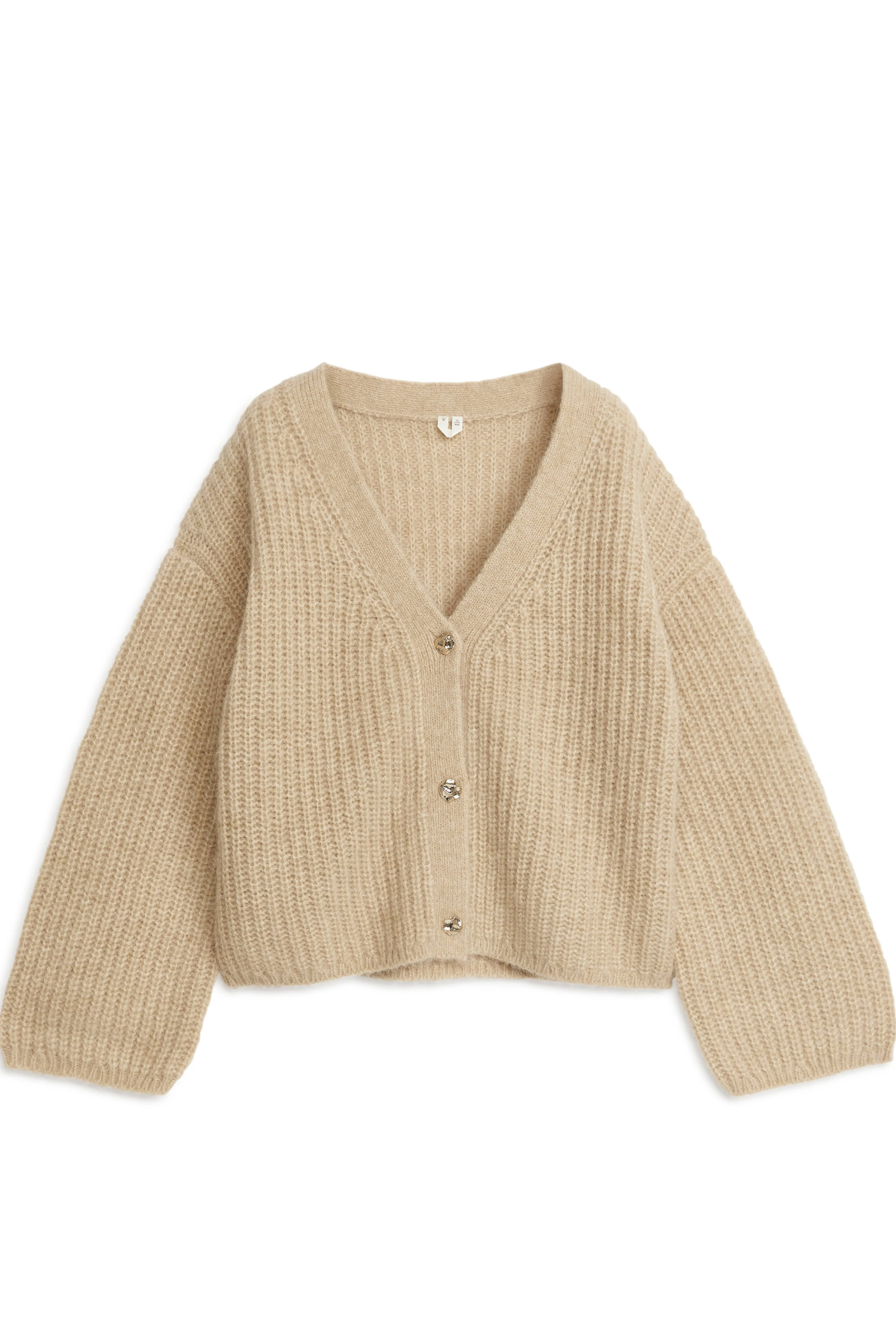 Relaxed Alpaca-Wool Cardigan - V-neck - Long sleeve - Beige - Ladies | H&M GB