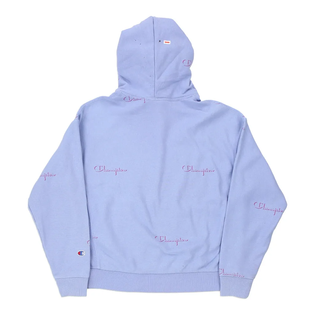 Reverse Weave Champion Spellout Hoodie - XL Purple Cotton Blend