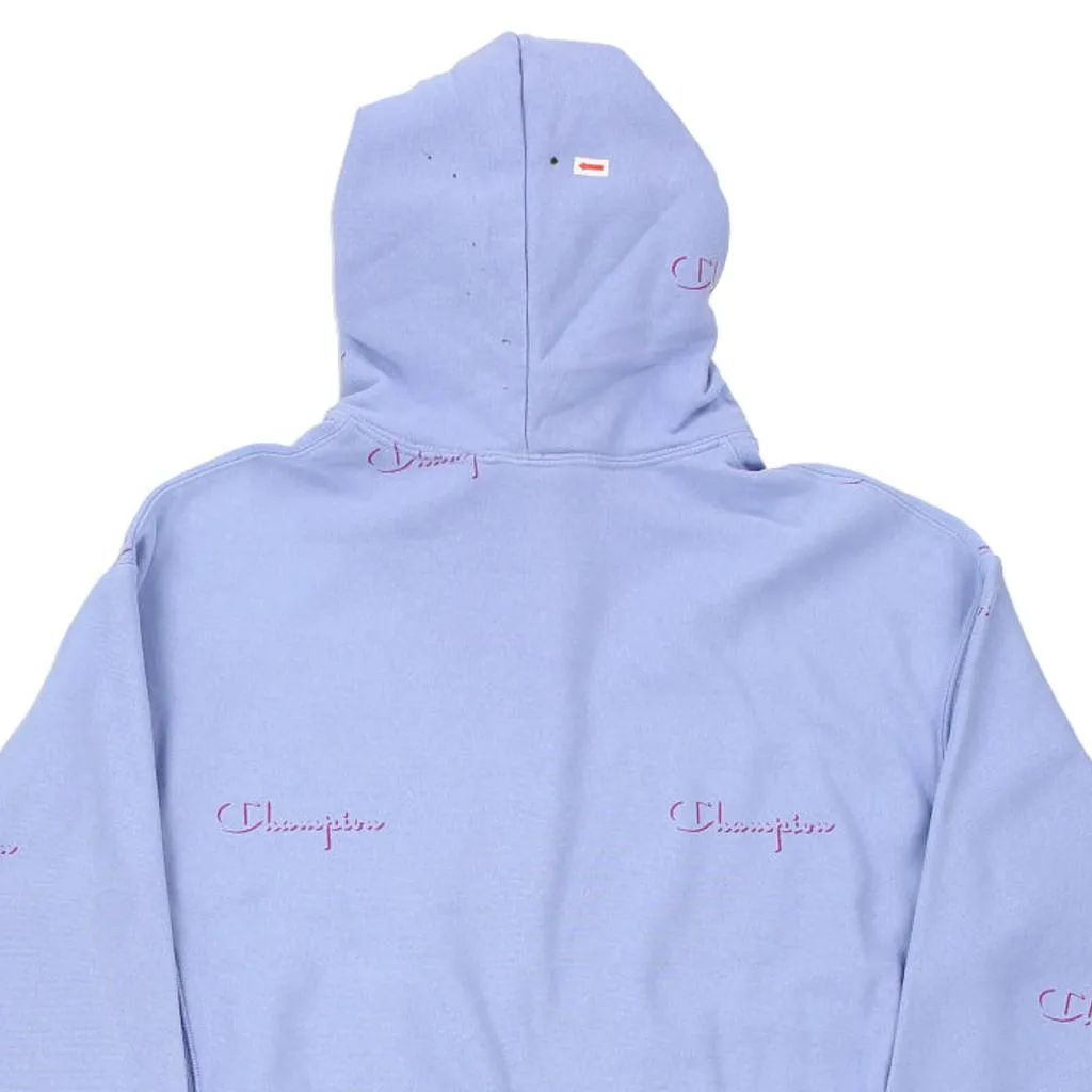 Reverse Weave Champion Spellout Hoodie - XL Purple Cotton Blend