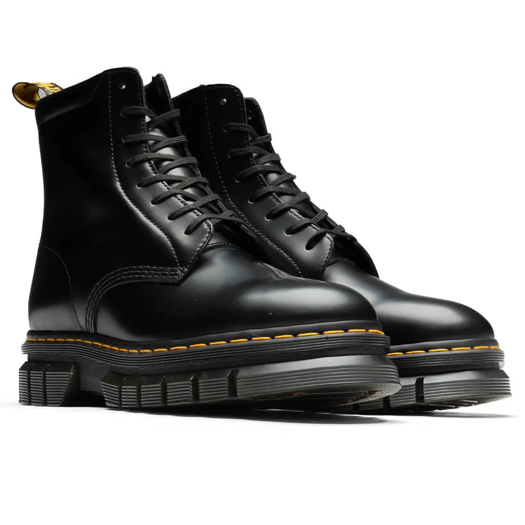 Rikard Black Leather Platform Boots