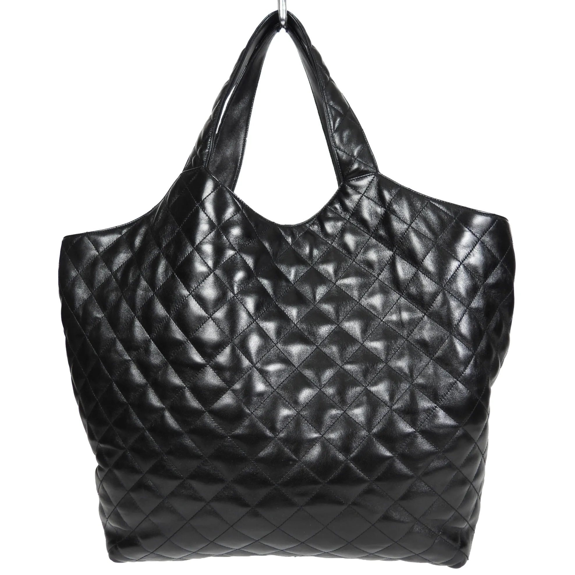 Saint Laurent Black Quilted Lambskin Maxi Shopping Tote Bag