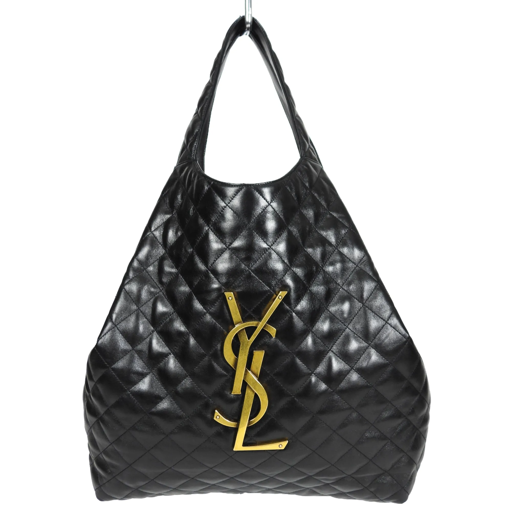 Saint Laurent Black Quilted Lambskin Maxi Shopping Tote Bag