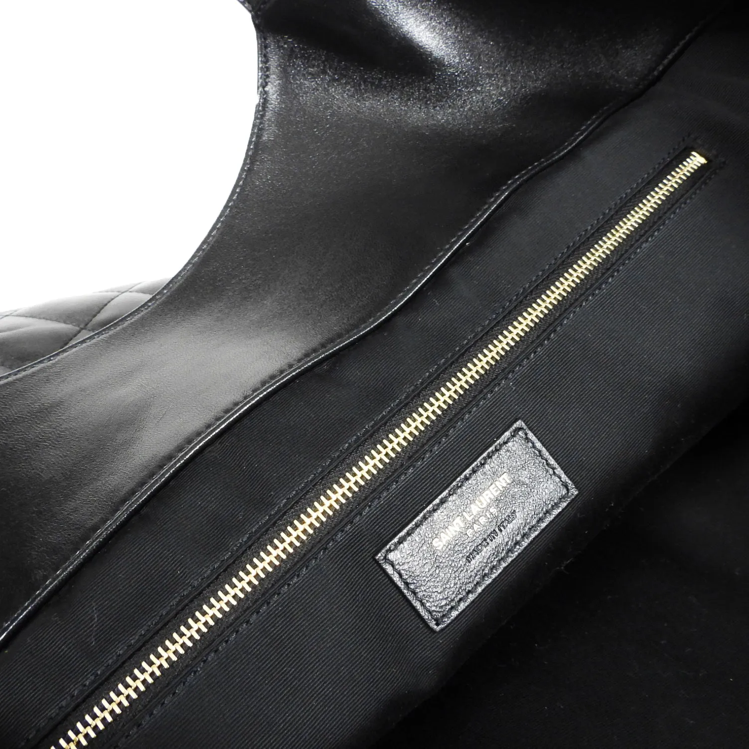 Saint Laurent Black Quilted Lambskin Maxi Shopping Tote Bag