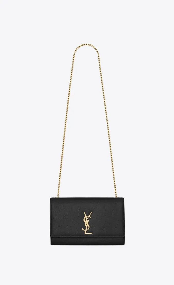 Saint Laurent Kate Medium In Grain De Poudre Embossed Leather Black