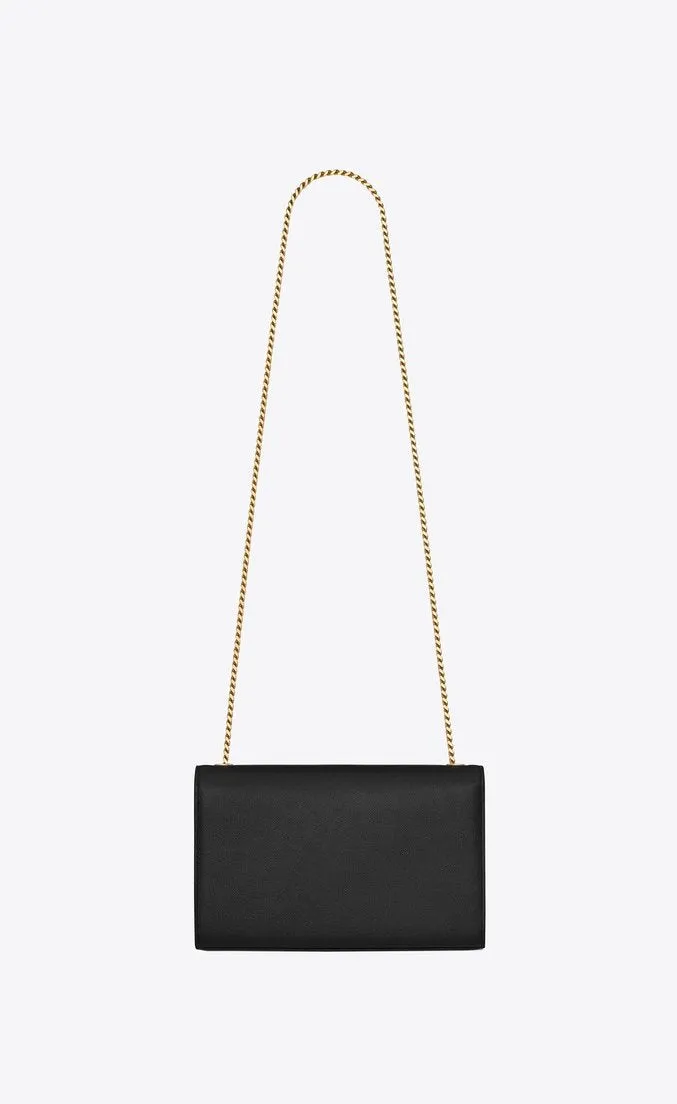 Saint Laurent Kate Medium In Grain De Poudre Embossed Leather Black