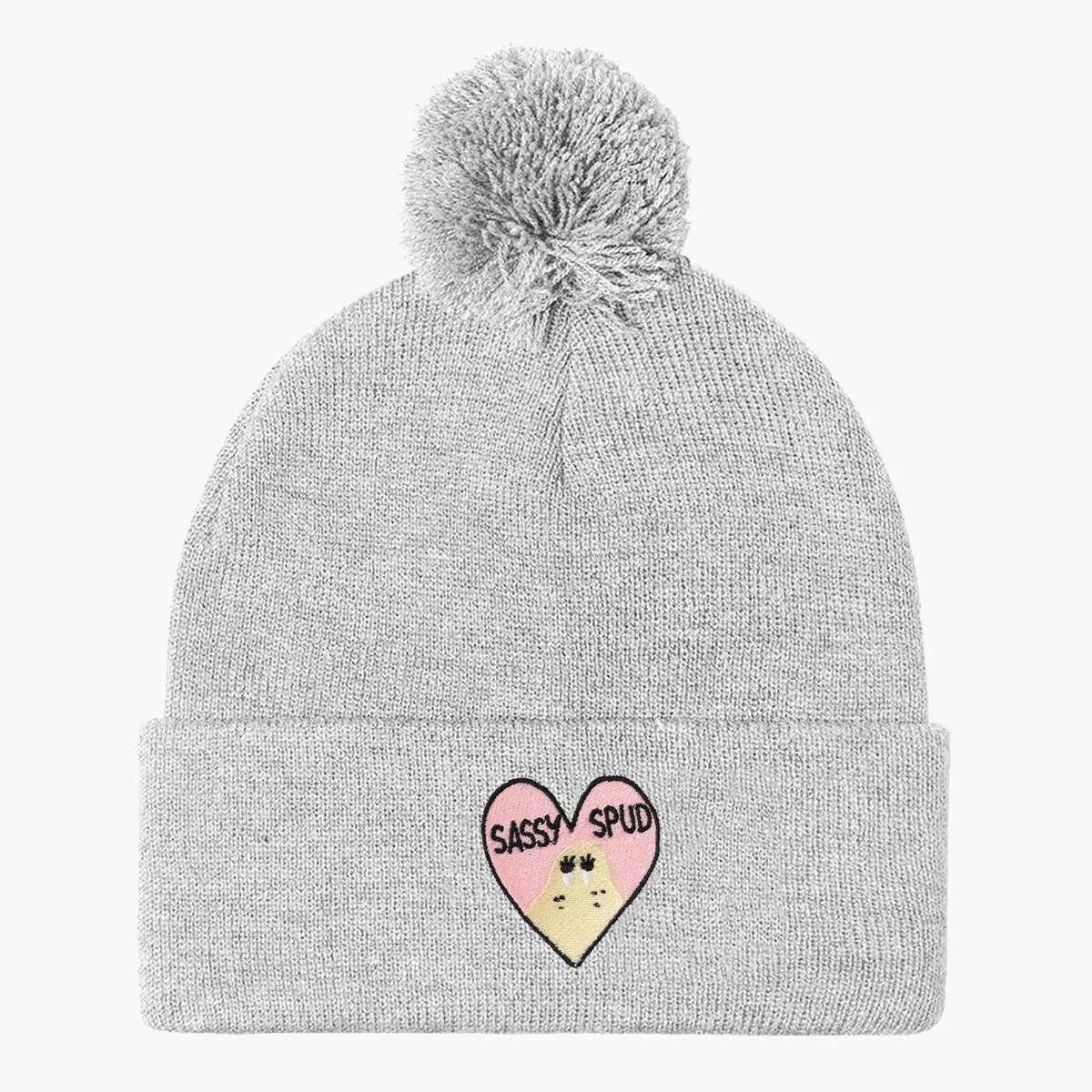 Sassy Spud Embroidered Pom Pom Beanie