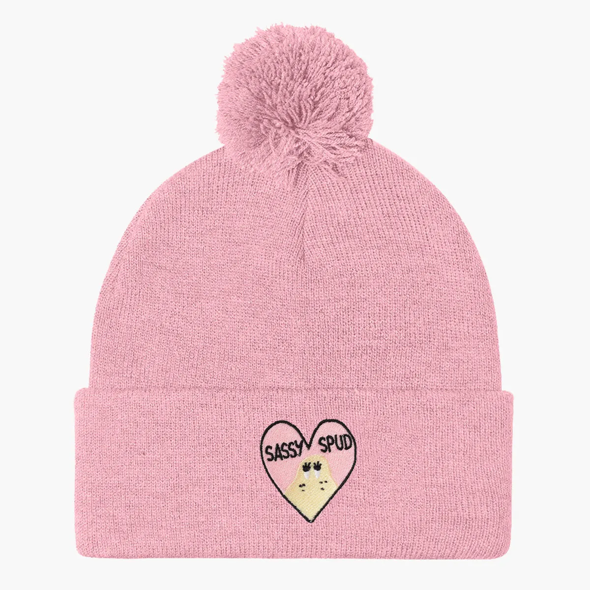 Sassy Spud Embroidered Pom Pom Beanie