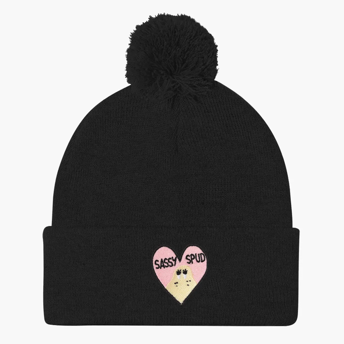 Sassy Spud Embroidered Pom Pom Beanie